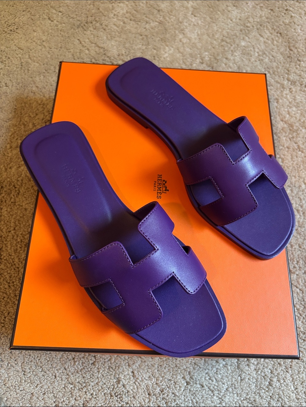 NEW Hermes Oran sandals violet purple 37